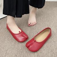 Zapatos planos de cuero con punta abierta y pezuña para mujer, mocasines vaqueros Mary, zapatos de bailarina para mujer - details 11