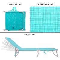 Exterior |   Ligera Plegable y Reclinable |   3 Posiciones |   para Playa Camping Piscina Terraza o Jardín Aguamarina - details 0