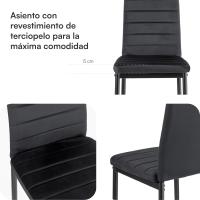 Sillas de Comedor de 4 Piezas Elegantes Resalto Alto, Asiento Ergonómico, Diseño con Costuras Decorativas Material de Piel Sintética, Estructura de Acero - details 10