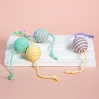 Bola de cuerda de algodón para gato resistente a mordeduras, Bola de rompecabezas para gatos con sonido resistente al desgaste con cuerda, juguete interactivo colorido para gatos, auto feliz - details 3