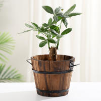 Cubo redondo de madera, éter de flores campestres, recipiente para agua, decoración de jardín y patio trasero, 18cm 15cm x 14cm, 1 pieza. - details 0