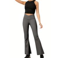 Pantalones acampanados cruzados elásticos para mujer, Leggings de Yoga, Control de barriga, cintura alta, pantalones largos de pierna ancha - details 7