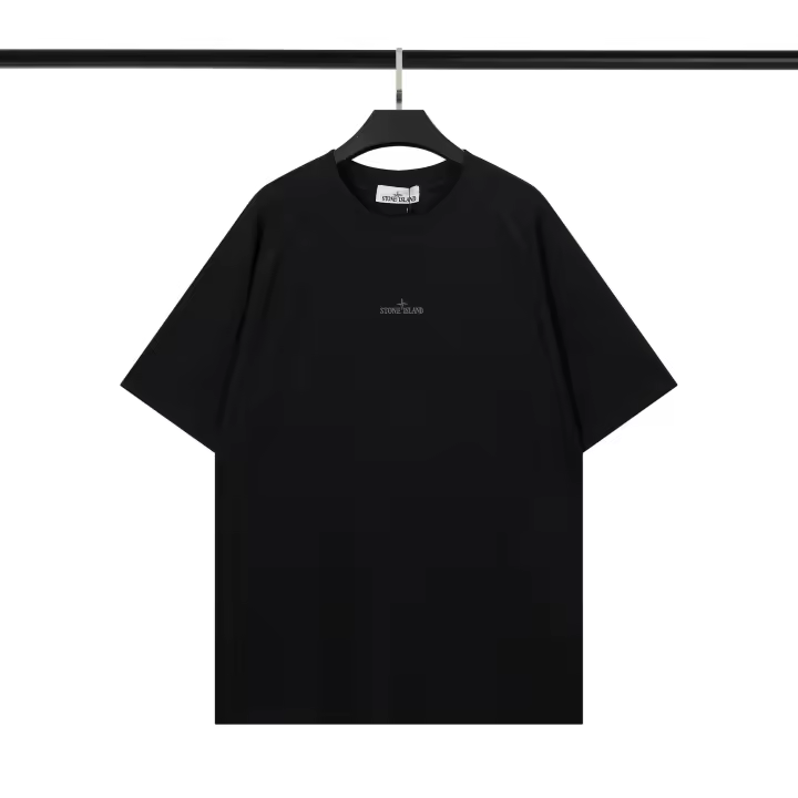 Camiseta de manga corta de alta calidad para hombre de Hip-Hop, camiseta de verano de manga corta de moda, bordado de Stone Island - 1