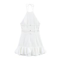 PB&ZA2025Vestido corto con temperamento, versátil, sin espalda, con dobladillo hinchado, decoración en capas, estilo cuello halter - details 2