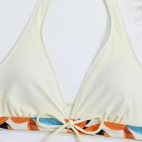 Bikini abierto con estampado de hojas retro en talla grande, conjunto de traje de baño de dos piezas con correas estables para mujer - details 32