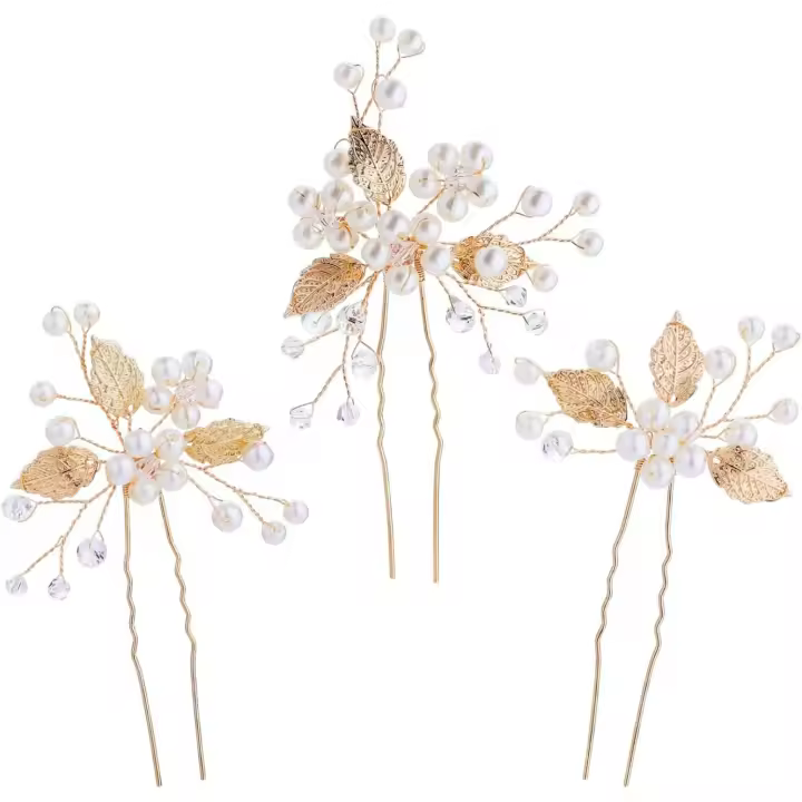 Pinzas para el Cabello de Boda para Mujer, Accesorios nupciales para el Pelo, 3 piezas - 1
