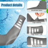 1 par de mangas de protección solar UV para verano, reflectantes, de poliéster, materiales no textiles, con ciclismo nocturno, correr, calentadores de brazos, cubrebrazos deportivos para hombres y mujeres. - details 2