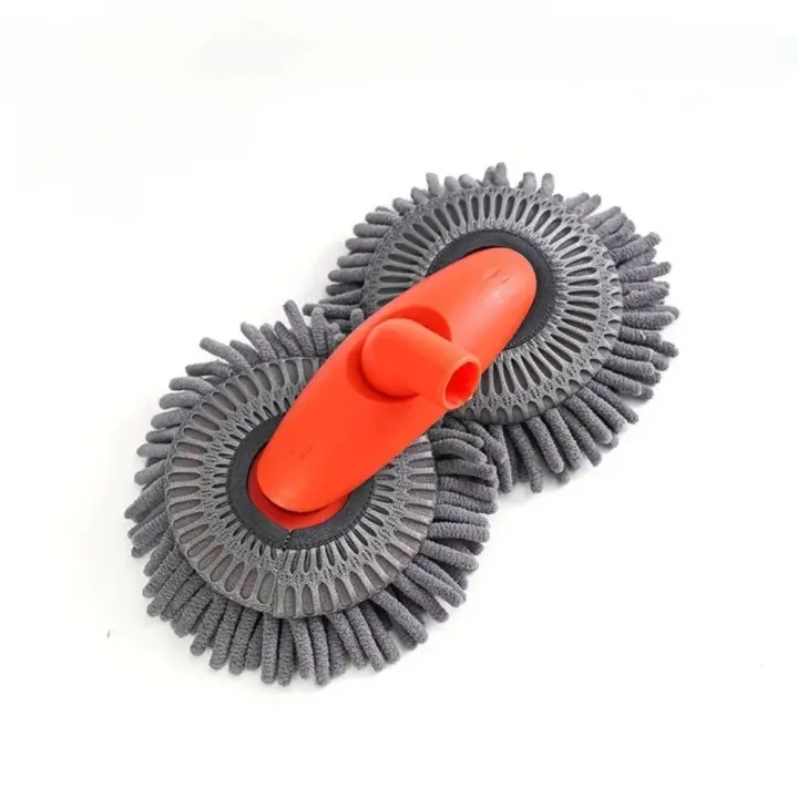 Cabezal de cepillo doble giratorio, fregona para lavado de coches, suministros para automóviles, fregona telescópica de tres secciones, accesorios de mantenimiento para limpieza de ventanas y techo. - 1