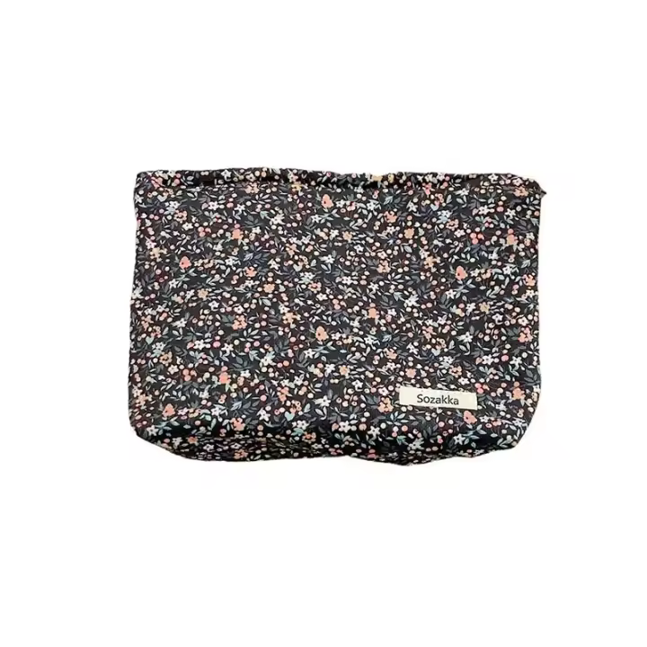 Bolsa de Maquillaje Floral Retro de Gran Capacidad Organizador de Cuidado de la Piel Portátil - 1