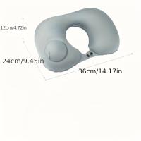 1 pieza de una almohadilla inflable en forma de U comprimida para automóviles, una almohadilla de soporte de cuello para viajes y uso de oficina, y un reposacabezas de protección de cuello para automóviles. - details 3