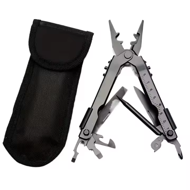 [Alicates multiherramienta 13 en 1] Alicates multiherramienta compactos 13 en 1 - Herramienta plegable portátil de acero inoxidable - Kit de supervivencia al aire libre, camping, pesca, caza con bolsa de transporte - 1