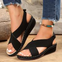 -sandalias de cuña huecas para mujer, zapatos informales de talla grande 43, Retro, para verano, 2024 - details 5