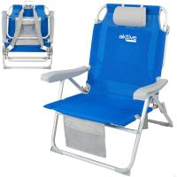 Silla de Playa Plegable y Reclinable 5 Posiciones, Portátil, 55x67,5x86cm, Incluye Cojín, 1 Bolso, 1 Bolsa con Cremallera y Topes Antivuelco - details 0