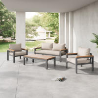 Conjunto de Jardín de Acacia Muebles de Exteriores de Acero Galvanizado Mesa de Comedor de 4 Piezas - details 0