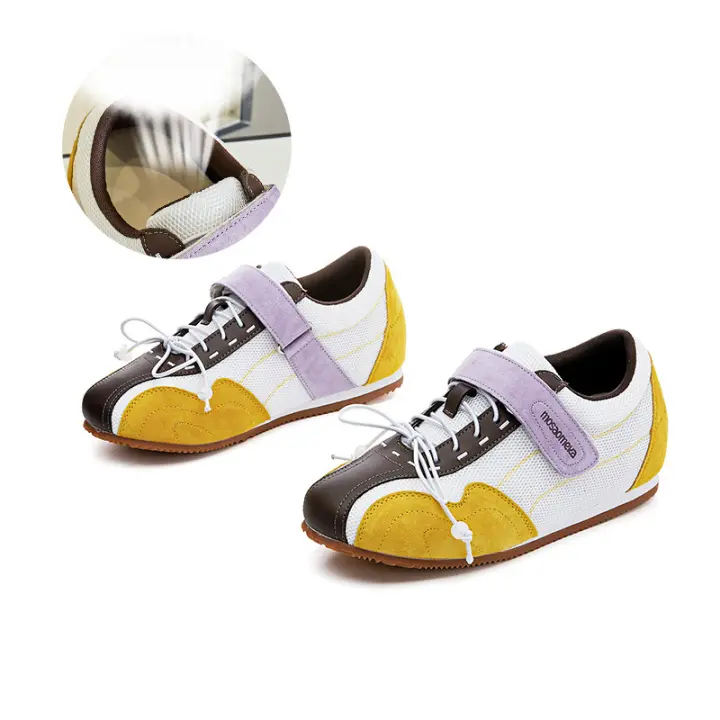 Aumento de altura interior zapatos Forrest Gump de cuero de 3 cm nuevas zapatillas planas de Velcro zapatos versátiles - 1