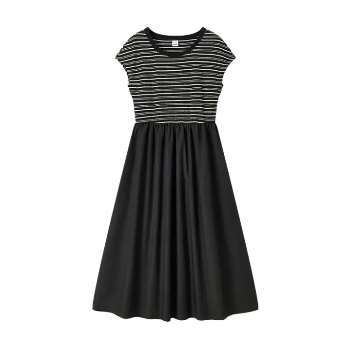 Vestido Largo de Verano 2024 Elegante y Versátil con Cuello Redondo y Cintura Delgada - 1