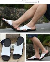 Sandalias de cuero para hombres Zapatillas de playa de verano Sandalias genuinas Zapatillas planas transpirables huecas Zapatillas casuales - details 11