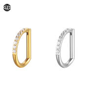 Anillo de nariz con forma de D de circonia cúbica para cartílago, Piercing de oreja, Tragus, hélice, joyería corporal, medio anillo, segmento, Cliker, F136, titanio, 16G, 8mm, 10mm, 1 pieza - details 1