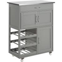 Carrito de Cocina Carrito de Servir con 3 Puertas y 1 Cajón Gris L67cmxH87cmxD38cm - details 0