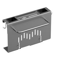 Soporte de pared para utensilios de cocina, estante organizador de almacenamiento colgante multiusos con soporte para tabla de cortar, color negro - details 0