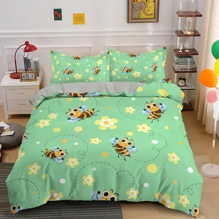 Juego de Ropa de Cama de Panal de Abejas Cubierta de Duvet Geométrica de Vida Silvestre Voladora - 1