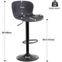 2, Taburete de Bar Regulable en Altura en Cuero PU, Taburete Alto con Respaldo y Reposapiés, Taburete de Cocina Giratorio - details 4
