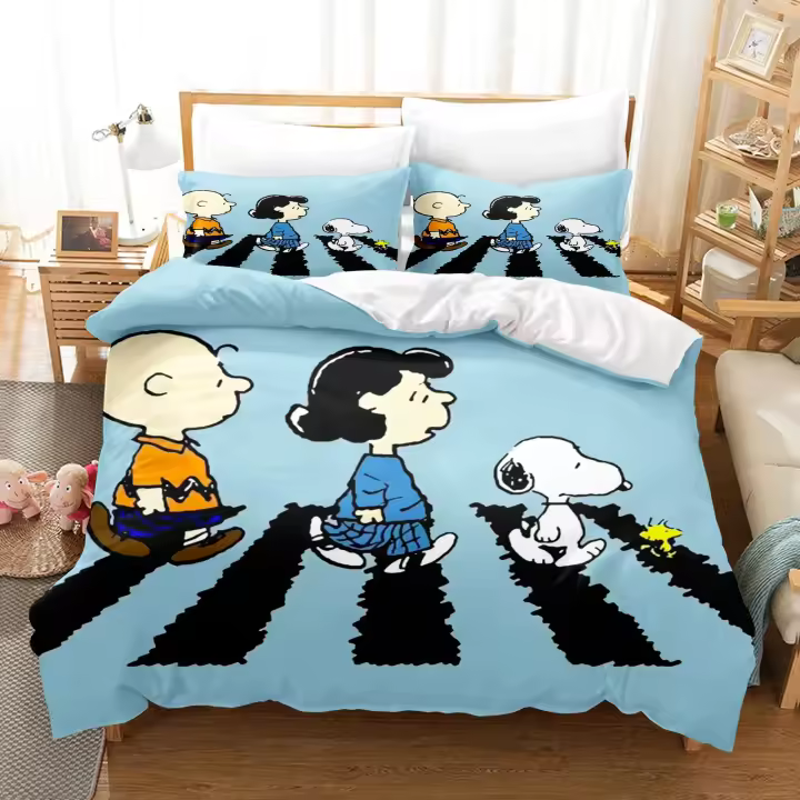 Juego de Ropa de Cama Snoopy Funda de Edredón de Dibujos Animados Lindo - 1