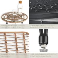 Conjunto de Jardín Exterior de Acero Resistente a la Intemperie 2 Sillas con Cojines (Fundas Extraíbles), 1 Mesa con Cristal Natural - details 4