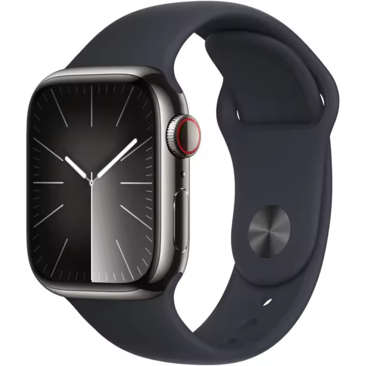 Apple Watch Series 9 Teléfono GPS 41 mm Acero inoxidable Grafito Cinturón deportivo Medianoche m/l - 1