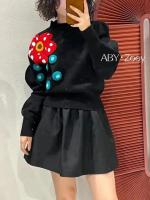 Otoño Invierno suéteres de punto mujeres jerseys moda coreana volantes manga 3D flores prendas de punto Top suéter Sueter Mujer Jumper - details 0