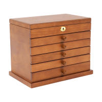 Organizador funcional de joyero de 6 niveles con 5 cajones y espejo, estuche de almacenamiento de joyería de madera, adecuado para mujeres, niñas, organizador de anillos, collares, aretes y pulseras (6 niveles) - details 2