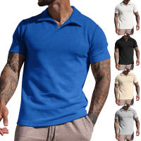 Camiseta de Verano para Hombre Polo Informal con Cuello en V Manga Corta Suelta con Gofres Gruesos - details 5