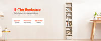 SucceBuy Estantería estrecha de 8 niveles - Librería abierta alta de madera de 71 pulgadas. Características Altura - Estante ajustable - details 0