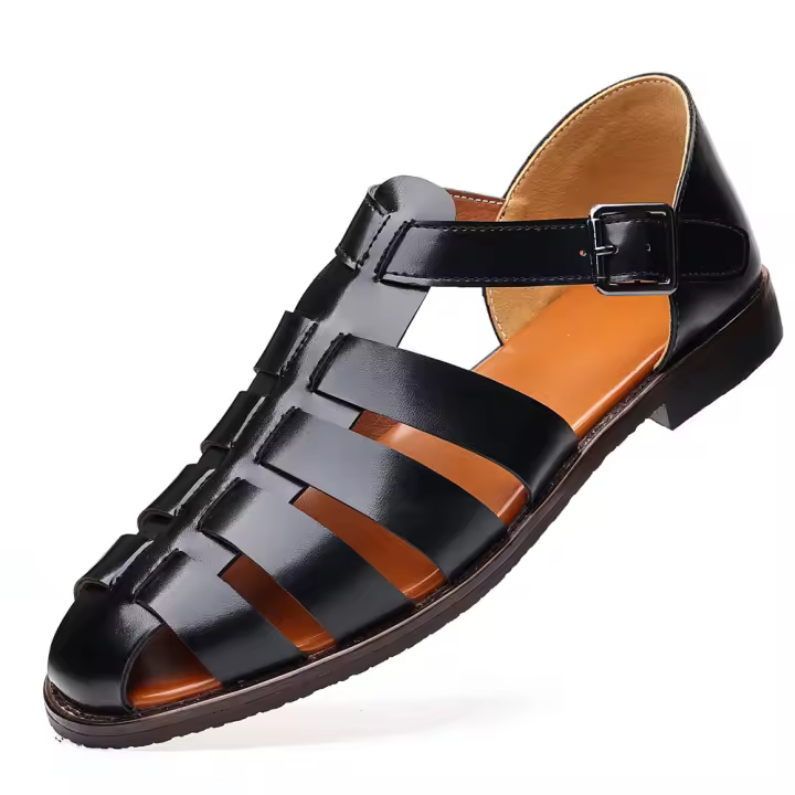 Sandalias casuales de moda 2025, zapatos romanos transpirables con boca de pez y hebilla de cinturón británico, zapatos de hombre de talla grande - 1