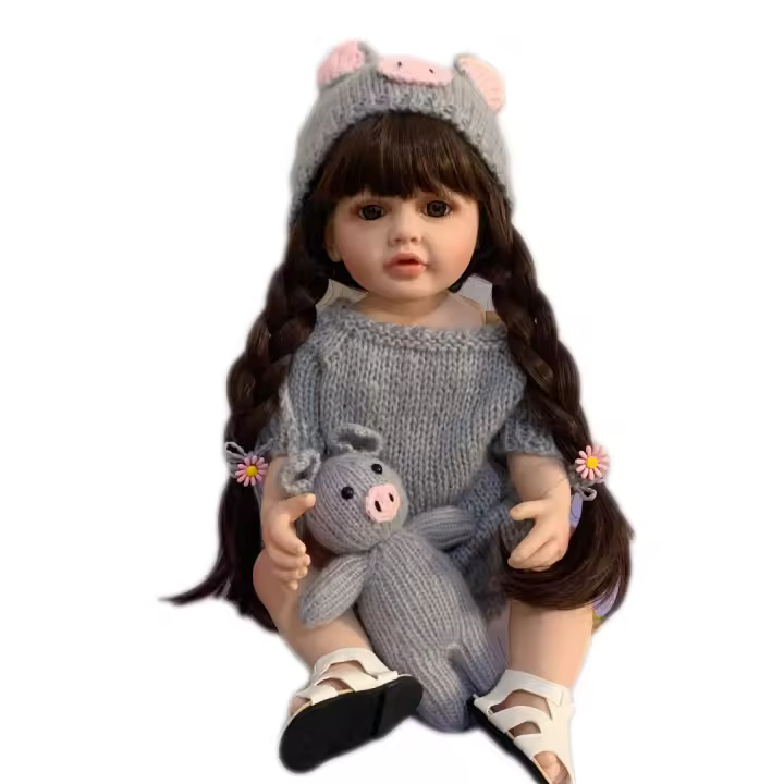 BZDOLL muñeca realista de silicona suave de cuerpo completo para niña, juguete de casa de juegos de bebé Reborn, regalo de cumpleaños encantador, 55cm, 22 pulgadas - 1