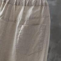 Pantalones de mujer de lino y algodón pantalones hasta el tobillo elásticos casuales sueltos primavera / verano - details 4