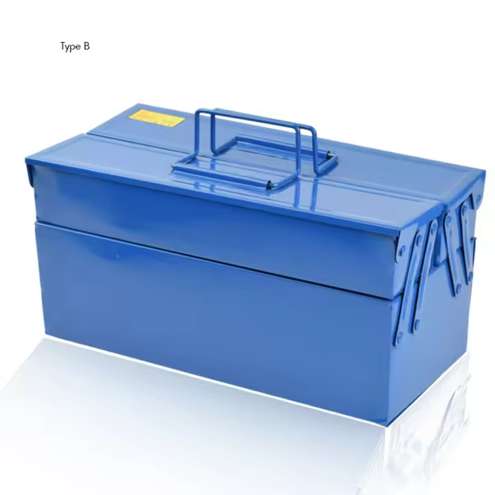 Caja de herramientas de Metal portátil, 3 bandejas, caja de acero voladizo, organizadores de almacenamiento de herramientas para el hogar, reparación de Hardware de electricista, 34x16x15cm - 1