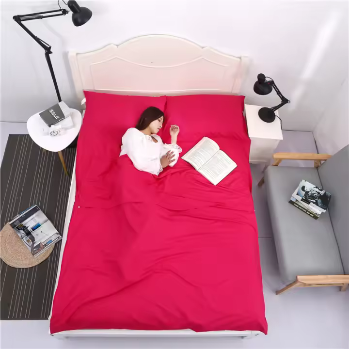 Sábanas antisuciedad portátiles para adultos, telas del color sólido del saco de dormir del hotel del viaje - 1