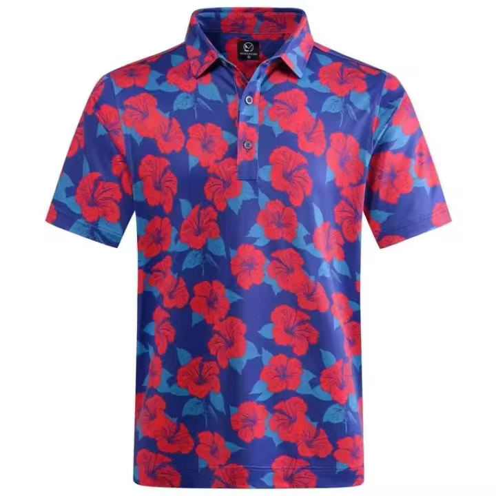 Club de plantas hawaiano para hombre, palo de golf de manga corta con hojas 3D y estampado Res, camiseta de calle grande, ropa - 1