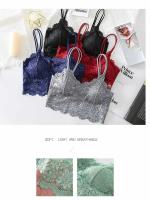 Top de Encaje Cómodo Lencería Sin Cable con Diseño Hueco para Mujeres 2pcs de Ropa Interior Sexy de Color Sólido - details 10