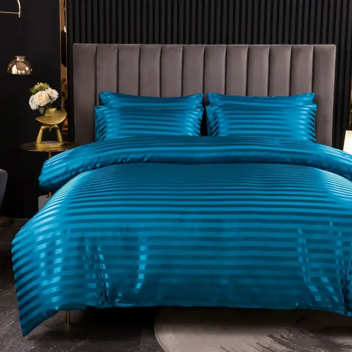 Juego de Ropa de Cama de Seda de Lujo con Funda de Edredón y Fundas de Almohada Estilo Europeo Tamaño Doble King Comodidad Sin Lámina de Cama - 1