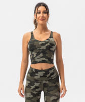SHINBENE Sujetador Deportivo Largo de Cuello V para Mujer con Estampado de Camuflaje y Junto Incorporado para Yoga Fitness Workout Tamaño XS-XL - details 12