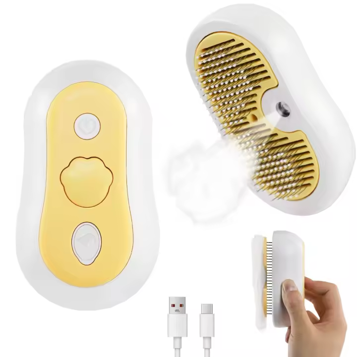 Cepillo de vapor para gatos 5 en 1 - Cepillo de vapor autolimpiante para gatos y perros - Cepillos para gatos antiestáticos y de bajo ruido para gatos de interior - Adecuado para una variedad de mascotas de pelo largo y corto - 1