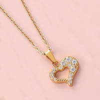 Colgante de Corazón de Melocotón en Acero Inoxidable con Placa de Oro Lujo Ligero para Mujeres - details 7