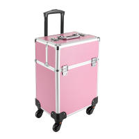 Estuche de maquillaje enrollable profesional, caja organizadora de cosméticos, rosa, salón de belleza, peluquería - details 0