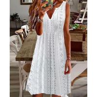 Vestido de verano con cuello en V para mujer, vestidos casuales sueltos sin mangas para mujer - details 1