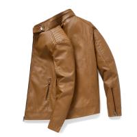 Moda para actividades al aire libre, chaqueta de cuero con cuello levantado para hombre, nueva moda, Tops Retro versátiles, abrigos informales sólidos a prueba de viento para otoño e invierno para hombre - details 1