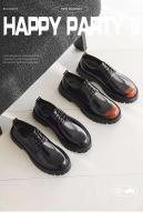 2025 Zapatos de cuero para hombres Estilo casual de negocios Encaje grueso brillante Sellado Parte inferior plana Características Borde cruzado - details 0