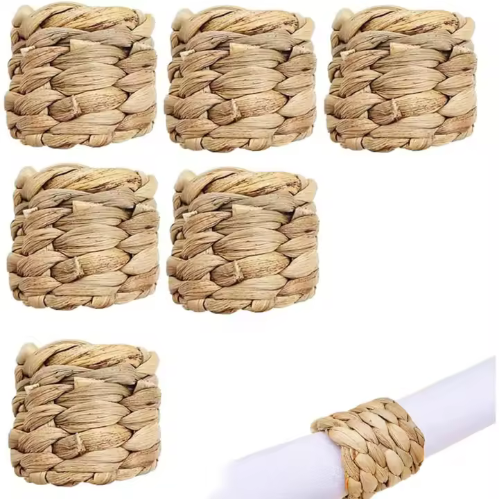 Servilletas Naturales de Aro, Hebillas, Servilleteros Hechos a Mano, 6 Piezas - 1