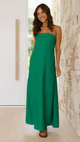 Vestido largo de satén de Color liso para mujer - details 8